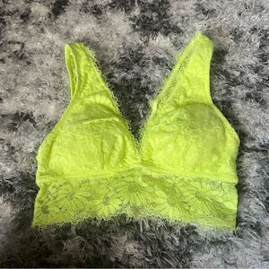 Aerie Neon Yellow Lace Bralette Size Small NWOT
